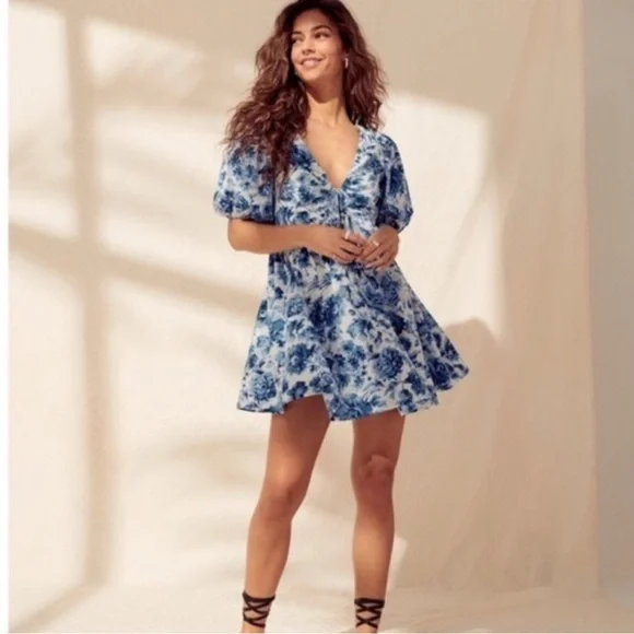 Abercrombie & Fitch Blue Floral Mini Dress - Picture 3 of 5